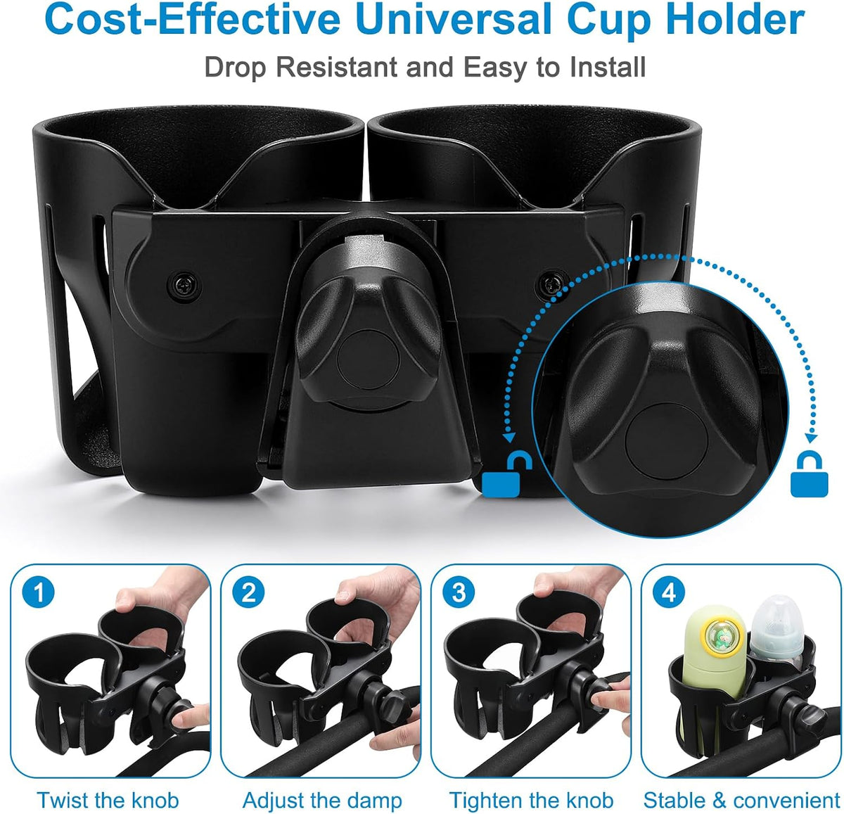 Stroller Cup Holder, Cup Holder for Walker Bike Wheelchair
