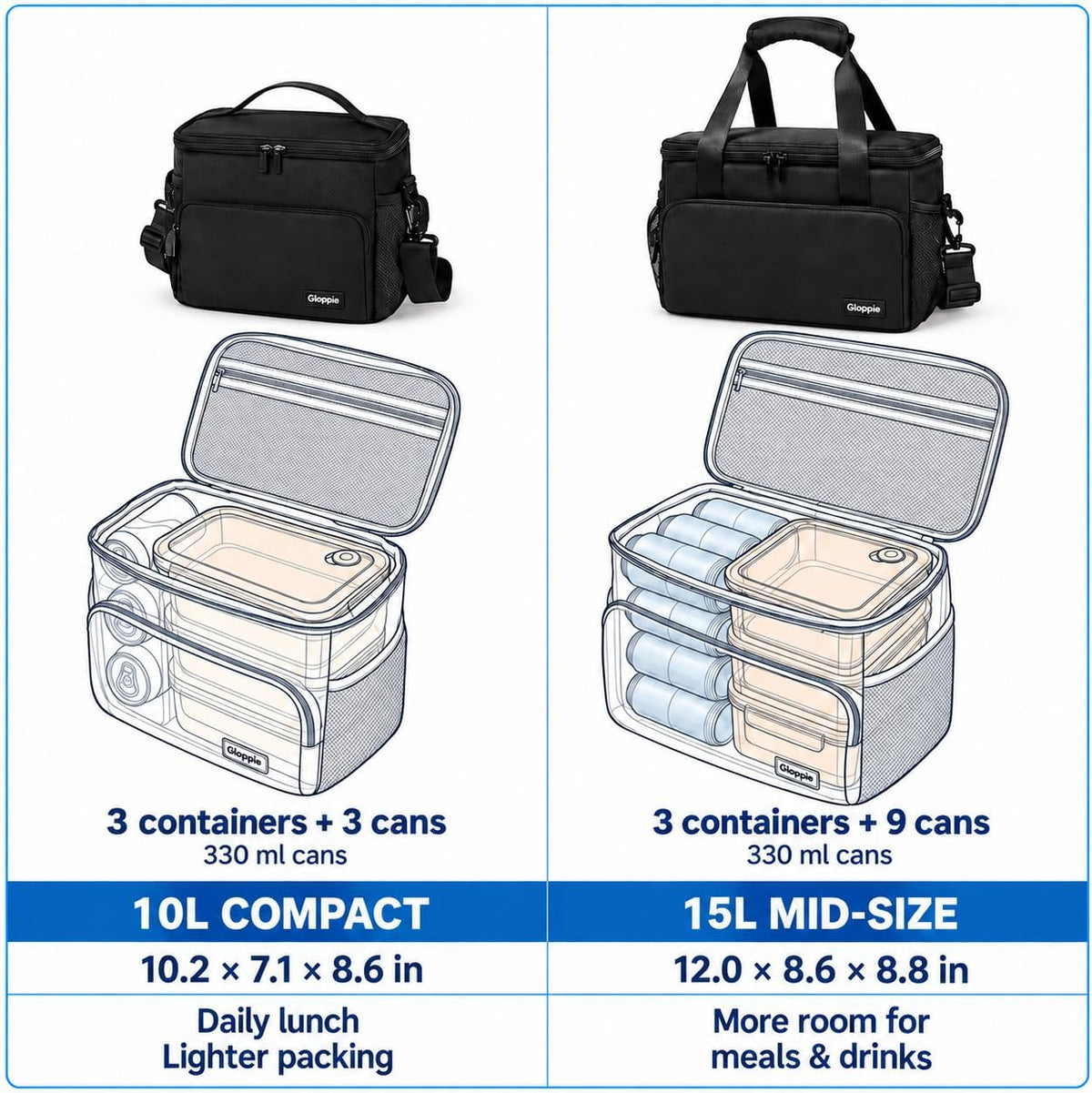 Flight Crew Lunch Bag with Trolley Sleeve, 10L Insulated Cooler