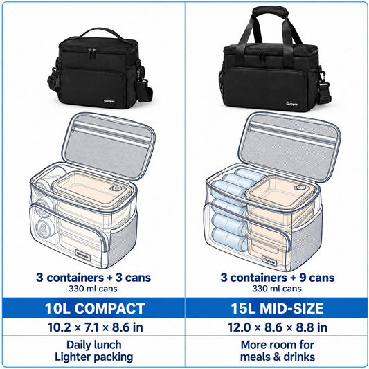 Flight Crew Lunch Bag with Trolley Sleeve, 10L Insulated Cooler