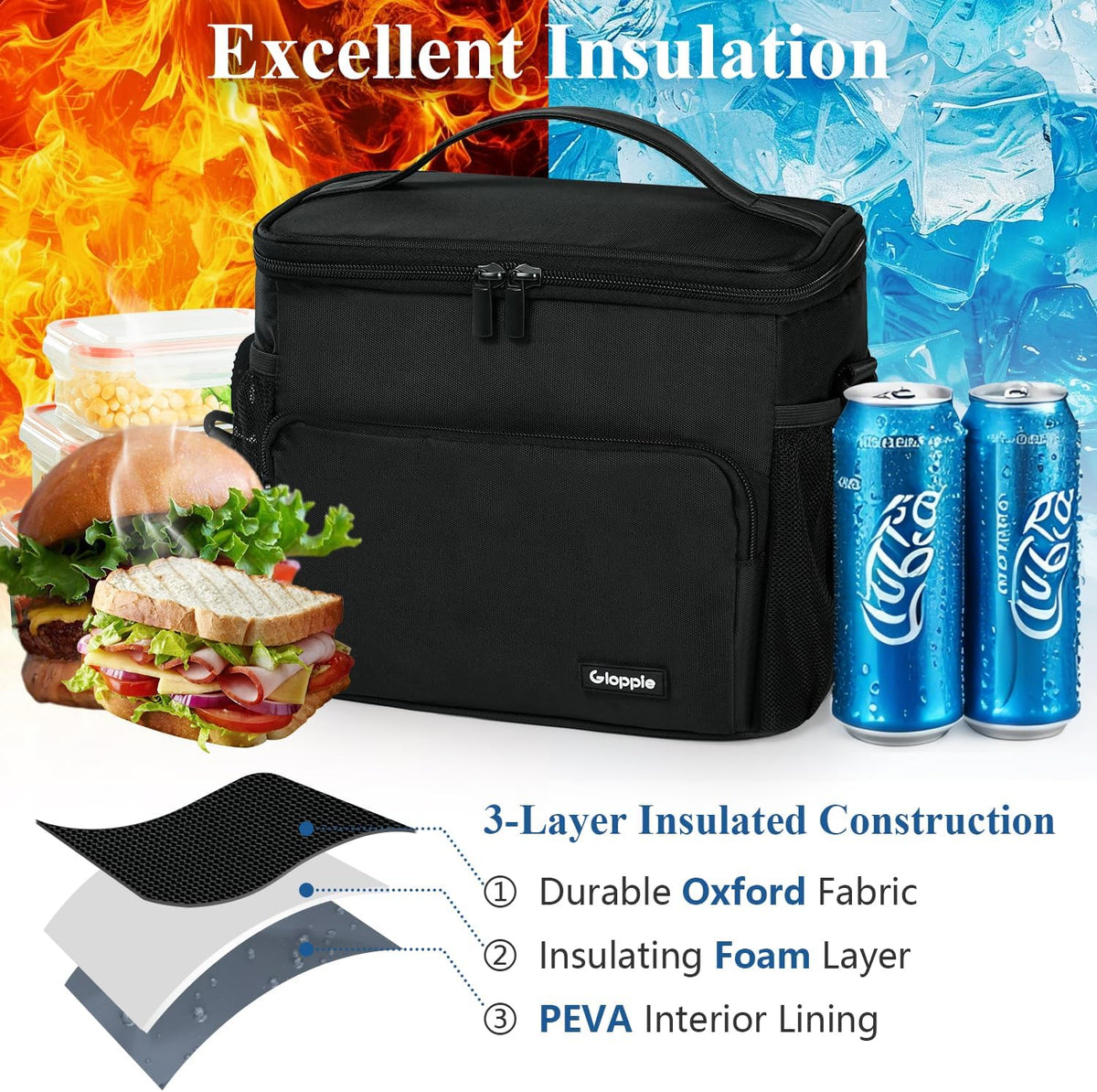 Flight Crew Lunch Bag with Trolley Sleeve, 10L Insulated Cooler