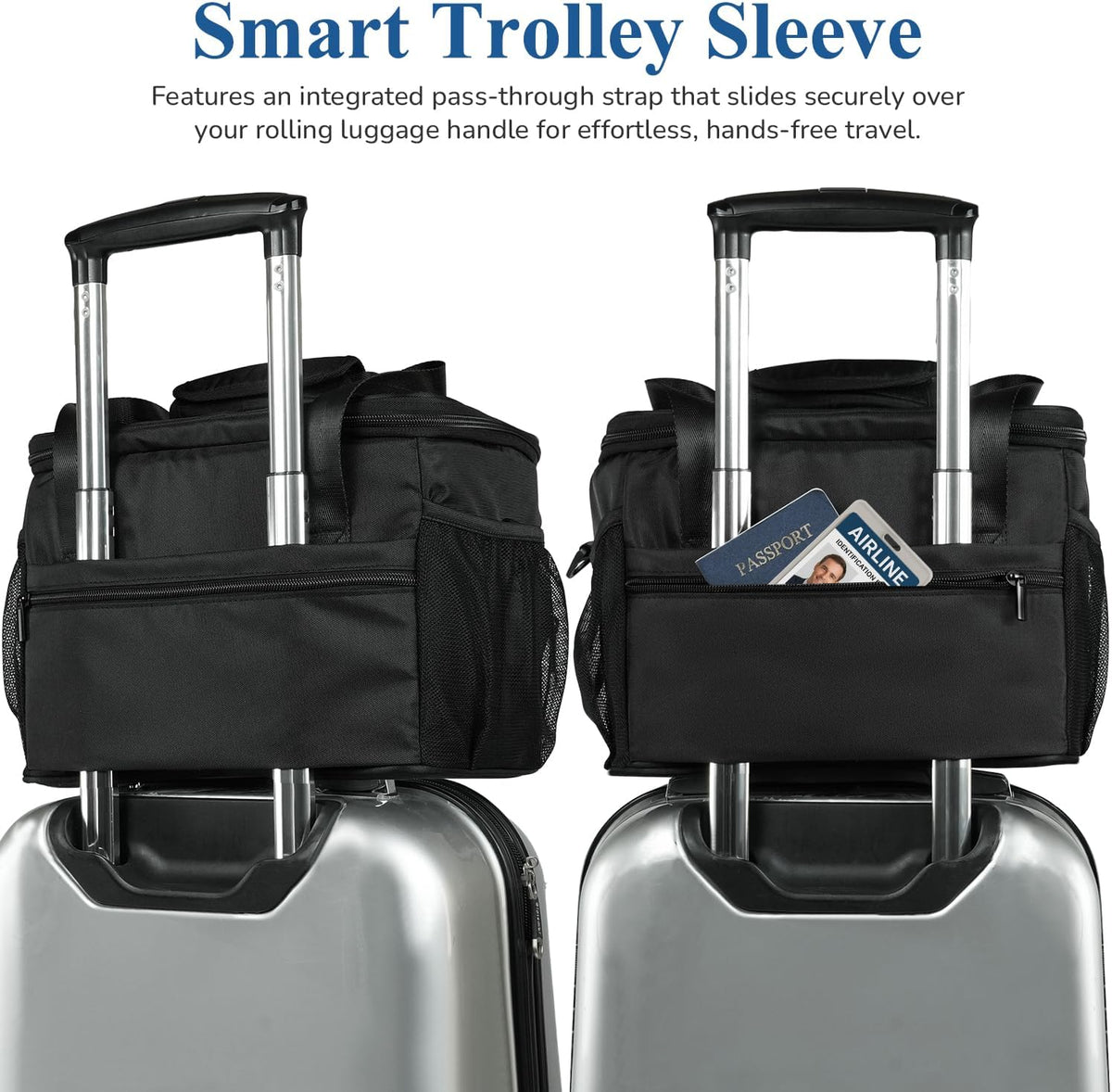 Flight Crew Lunch Bag with Trolley Sleeve, 10L Insulated Cooler