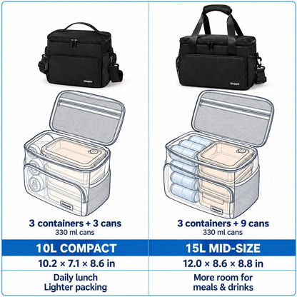 Flight Crew Lunch Bag with Trolley Sleeve, 10L Insulated Cooler