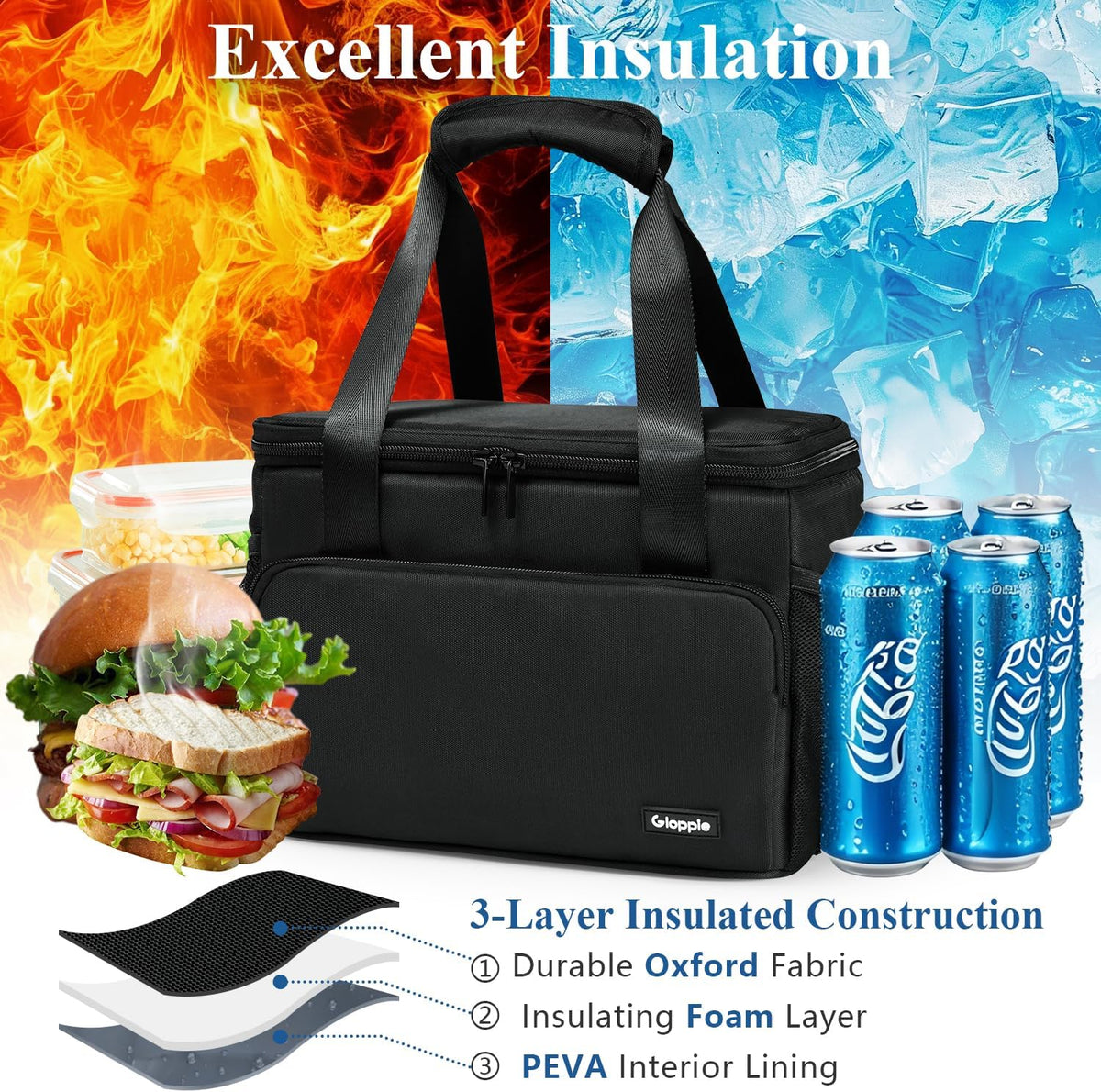 Flight Crew Lunch Bag with Trolley Sleeve, 10L Insulated Cooler