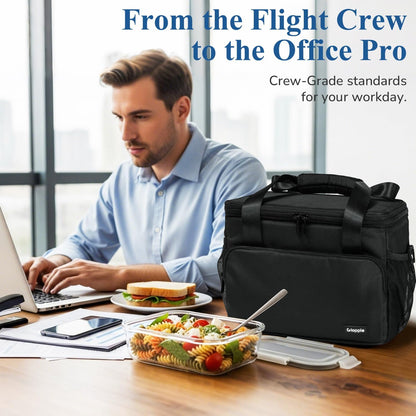 Flight Crew Lunch Bag with Trolley Sleeve, 10L Insulated Cooler