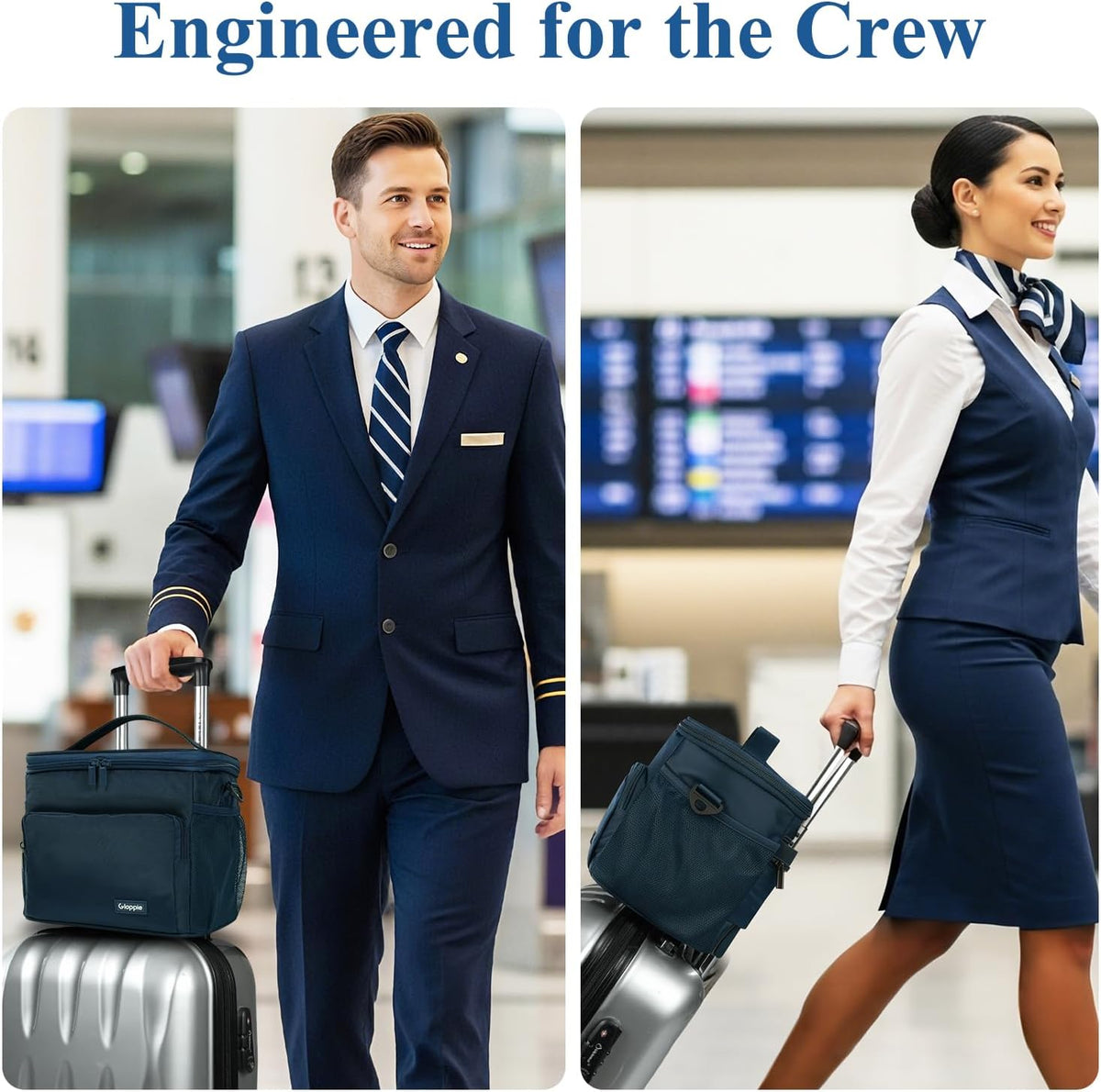 Flight Crew Lunch Bag with Trolley Sleeve, 10L Insulated Cooler