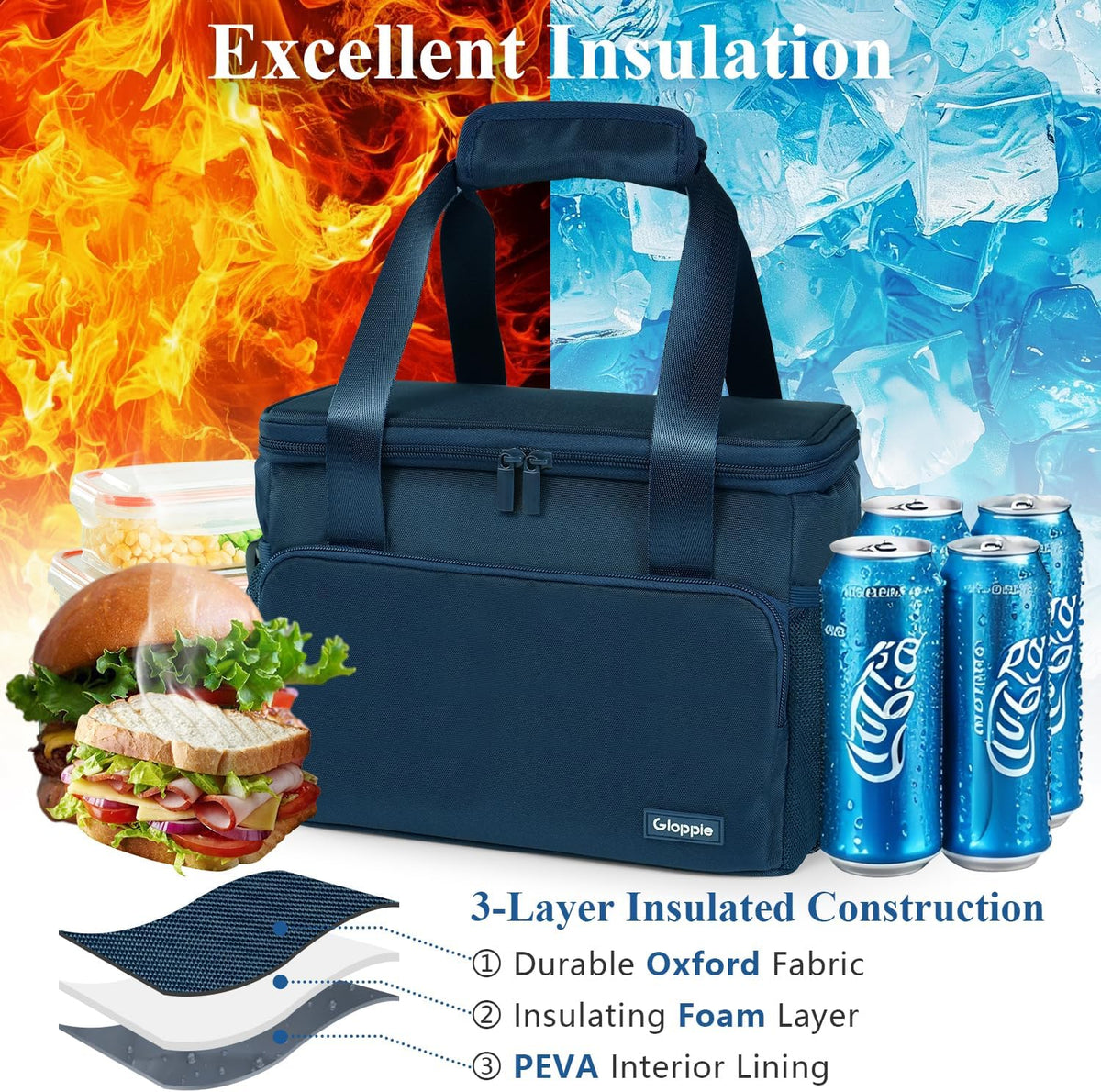 Flight Crew Lunch Bag with Trolley Sleeve, 10L Insulated Cooler