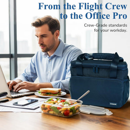 Flight Crew Lunch Bag with Trolley Sleeve, 10L Insulated Cooler