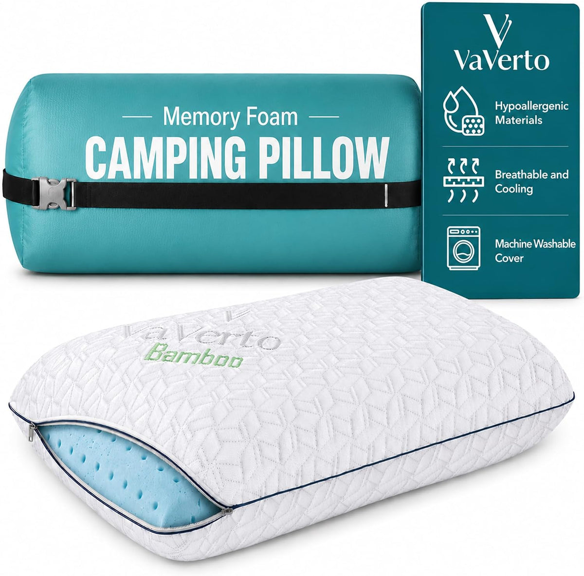 Camping Pillow - Backpacking Memory Foam Travel Pillow 1-Pack
