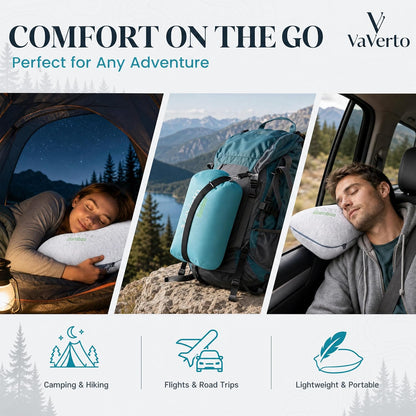 Camping Pillow - Backpacking Memory Foam Travel Pillow 1-Pack