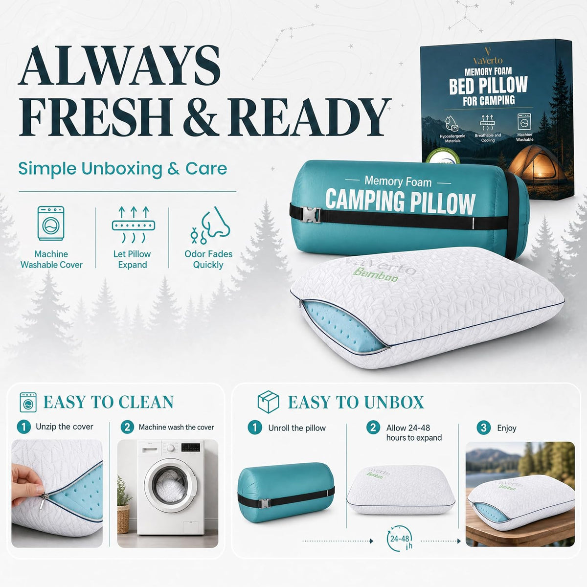 Camping Pillow - Backpacking Memory Foam Travel Pillow 1-Pack