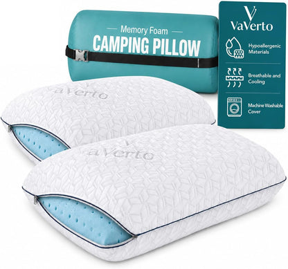 Camping Pillow - Backpacking Memory Foam Travel Pillow 1-Pack