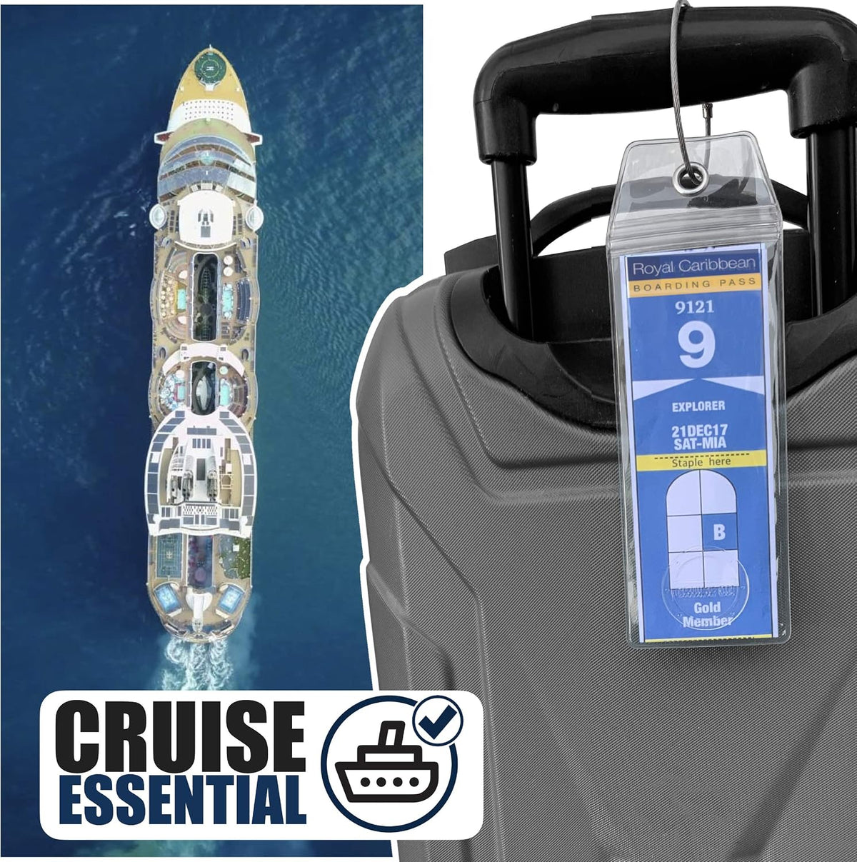 Royal Caribbean Luggage Tag Holders (4 Pack), Clear & Waterproof
