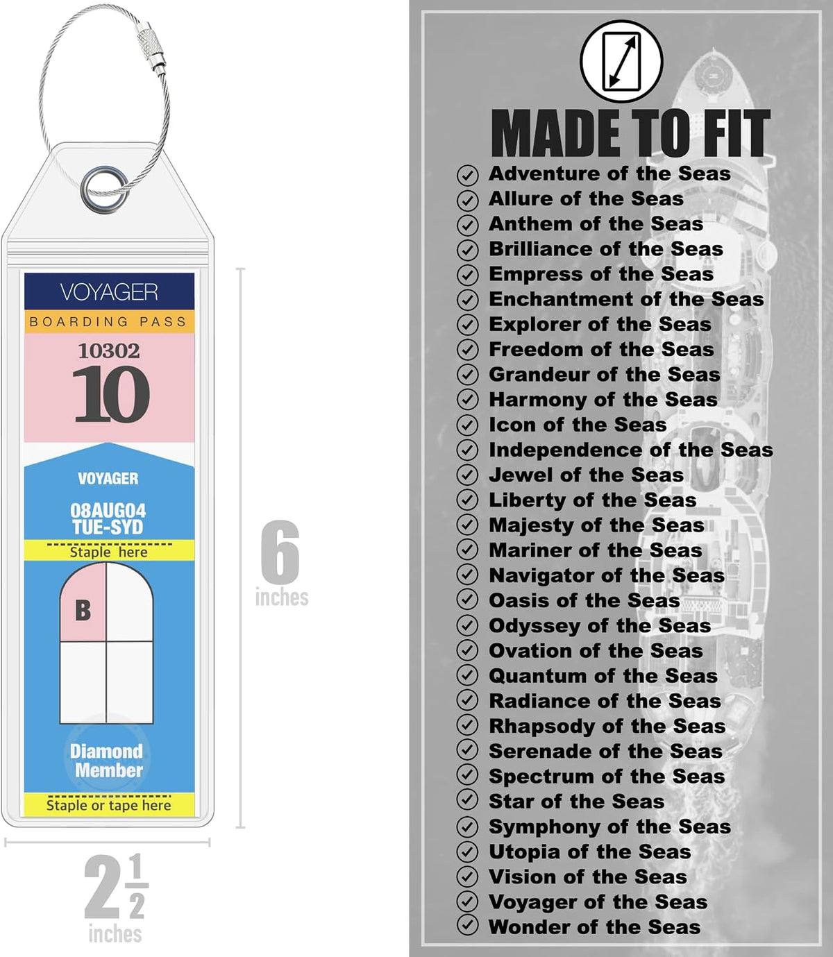 Royal Caribbean Luggage Tag Holders (4 Pack), Clear & Waterproof