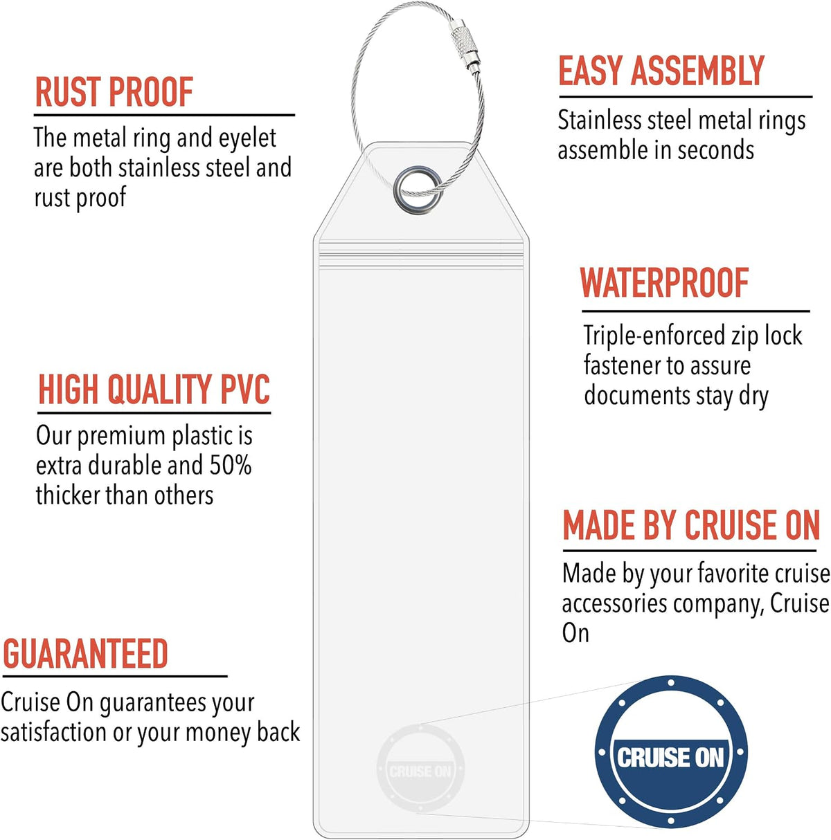 Royal Caribbean Luggage Tag Holders (4 Pack), Clear & Waterproof