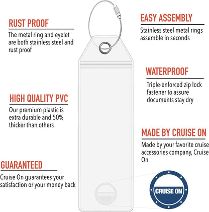 Royal Caribbean Luggage Tag Holders (4 Pack), Clear & Waterproof
