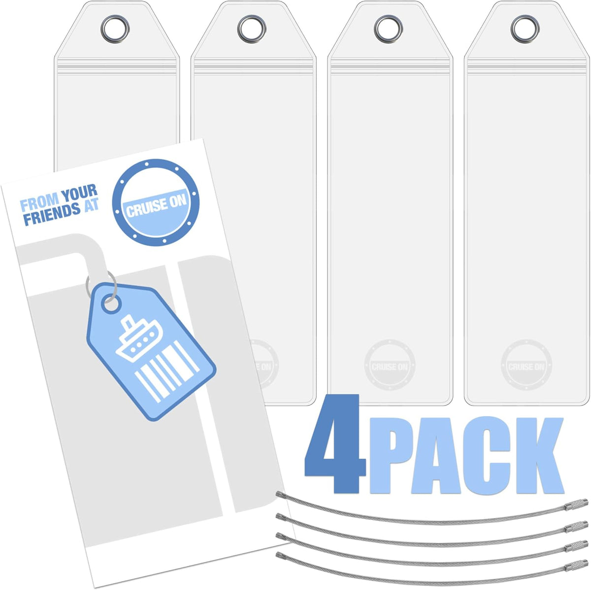 Royal Caribbean Luggage Tag Holders (4 Pack), Clear & Waterproof