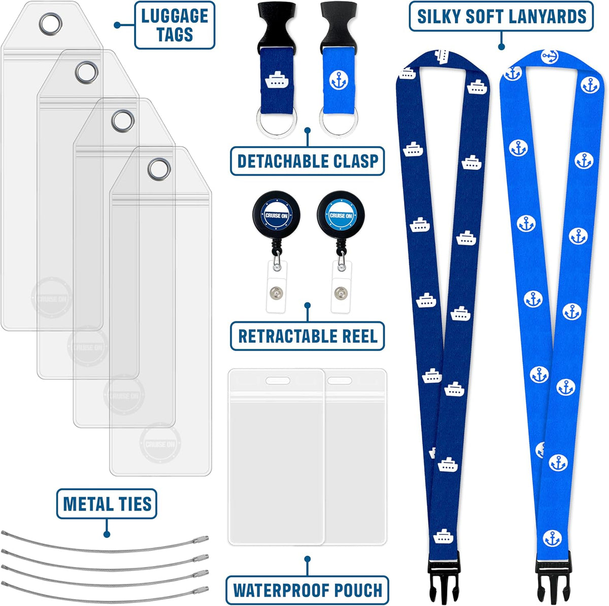 Royal Caribbean Luggage Tag Holders (4 Pack), Clear & Waterproof