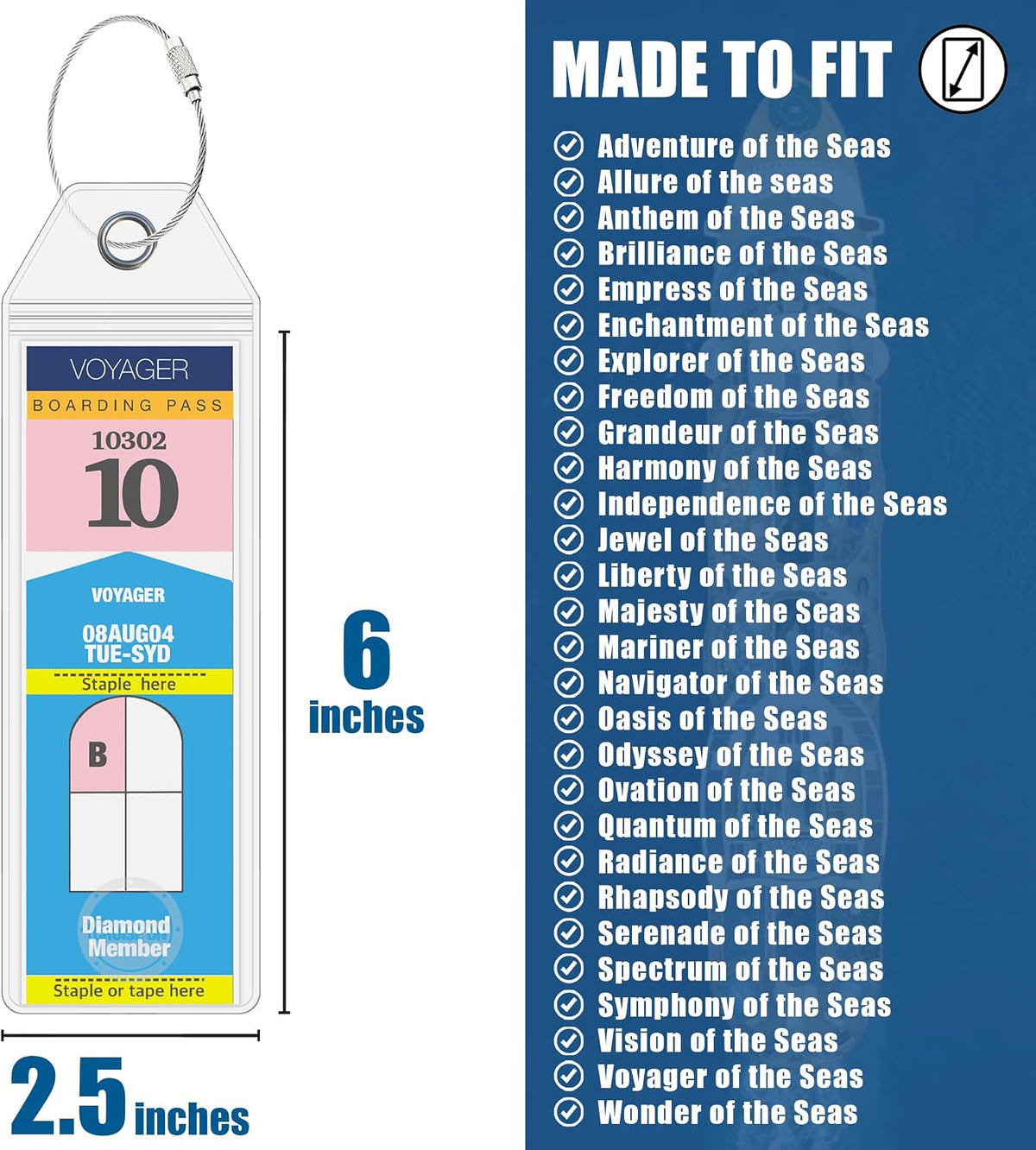Royal Caribbean Luggage Tag Holders (4 Pack), Clear & Waterproof