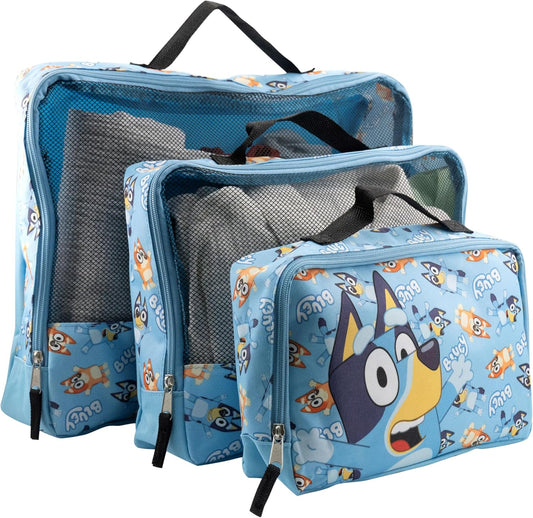 Bluey 3-Piece Packing Cube Set | Bluey & Bingo Travel Accessories | Luggage Organizer for Kids | Space-Saving, Durable, Easy-to-Clean Polyester Packing Cubes