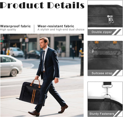 Garment Bags for Travel, Large Carry On Suit Bag for Hanging Clothes, Waterproof & Wrinkle Free with Shoulder Strap for Business, for Men and Women (Black)