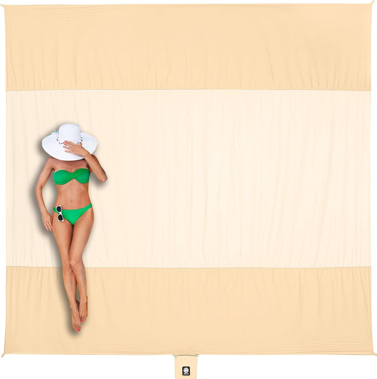 Beach Blanket Sandproof Waterproof, Extra Large Beach Mat, Oversized & Compact Sand Free, Quick Drying Beach Essentials for Vacation, Cruise, Picnic & Camping with Stakes