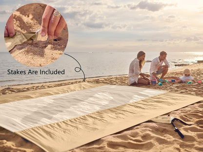 Beach Blanket Sandproof Waterproof, Extra Large Beach Mat, Oversized & Compact Sand Free, Quick Drying Beach Essentials for Vacation, Cruise, Picnic & Camping with Stakes