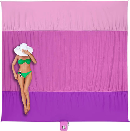 Beach Blanket Sandproof Waterproof, Extra Large Beach Mat, Oversized & Compact Sand Free, Quick Drying Beach Essentials for Vacation, Cruise, Picnic & Camping with Stakes
