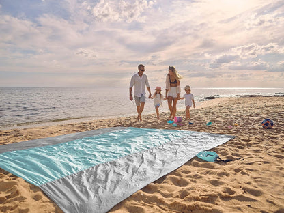 Beach Blanket Sandproof Waterproof, Extra Large Beach Mat, Oversized & Compact Sand Free, Quick Drying Beach Essentials for Vacation, Cruise, Picnic & Camping with Stakes