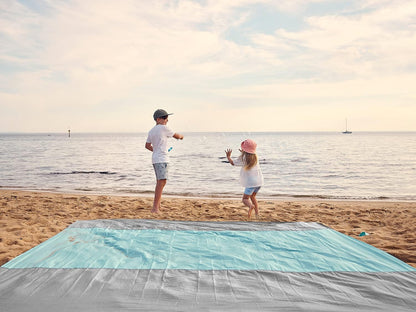 Beach Blanket Sandproof Waterproof, Extra Large Beach Mat, Oversized & Compact Sand Free, Quick Drying Beach Essentials for Vacation, Cruise, Picnic & Camping with Stakes