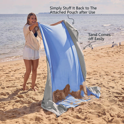 Beach Blanket Sandproof Waterproof, Extra Large Beach Mat, Oversized & Compact Sand Free, Quick Drying Beach Essentials for Vacation, Cruise, Picnic & Camping with Stakes