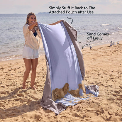 Beach Blanket Sandproof Waterproof, Extra Large Beach Mat, Oversized & Compact Sand Free, Quick Drying Beach Essentials for Vacation, Cruise, Picnic & Camping with Stakes