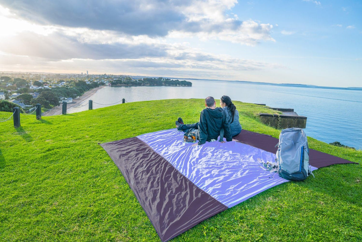 Beach Blanket Sandproof Waterproof, Extra Large Beach Mat, Oversized & Compact Sand Free, Quick Drying Beach Essentials for Vacation, Cruise, Picnic & Camping with Stakes