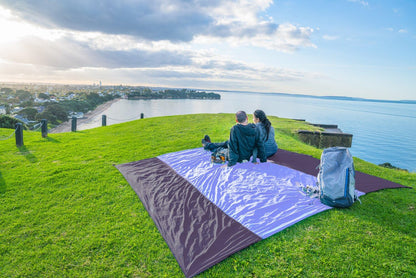 Beach Blanket Sandproof Waterproof, Extra Large Beach Mat, Oversized & Compact Sand Free, Quick Drying Beach Essentials for Vacation, Cruise, Picnic & Camping with Stakes