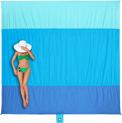Beach Blanket Sandproof Waterproof, Extra Large Beach Mat, Oversized & Compact Sand Free, Quick Drying Beach Essentials for Vacation, Cruise, Picnic & Camping with Stakes