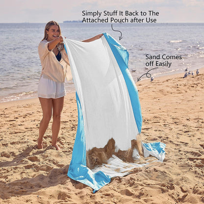 Beach Blanket Sandproof Waterproof, Extra Large Beach Mat, Oversized & Compact Sand Free, Quick Drying Beach Essentials for Vacation, Cruise, Picnic & Camping with Stakes