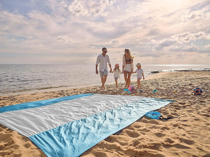 Beach Blanket Sandproof Waterproof, Extra Large Beach Mat, Oversized & Compact Sand Free, Quick Drying Beach Essentials for Vacation, Cruise, Picnic & Camping with Stakes