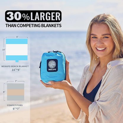 Beach Blanket Sandproof Waterproof, Extra Large Beach Mat, Oversized & Compact Sand Free, Quick Drying Beach Essentials for Vacation, Cruise, Picnic & Camping with Stakes