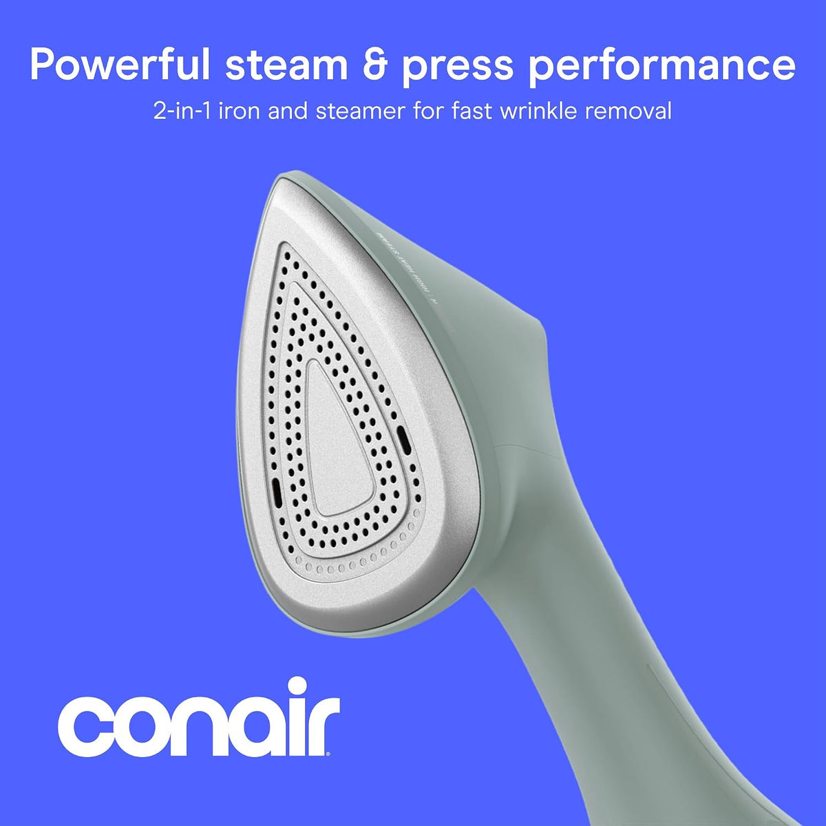 2-in-1 Iron and Garment Steamer, Aluminum Soleplate, 1700W, Green