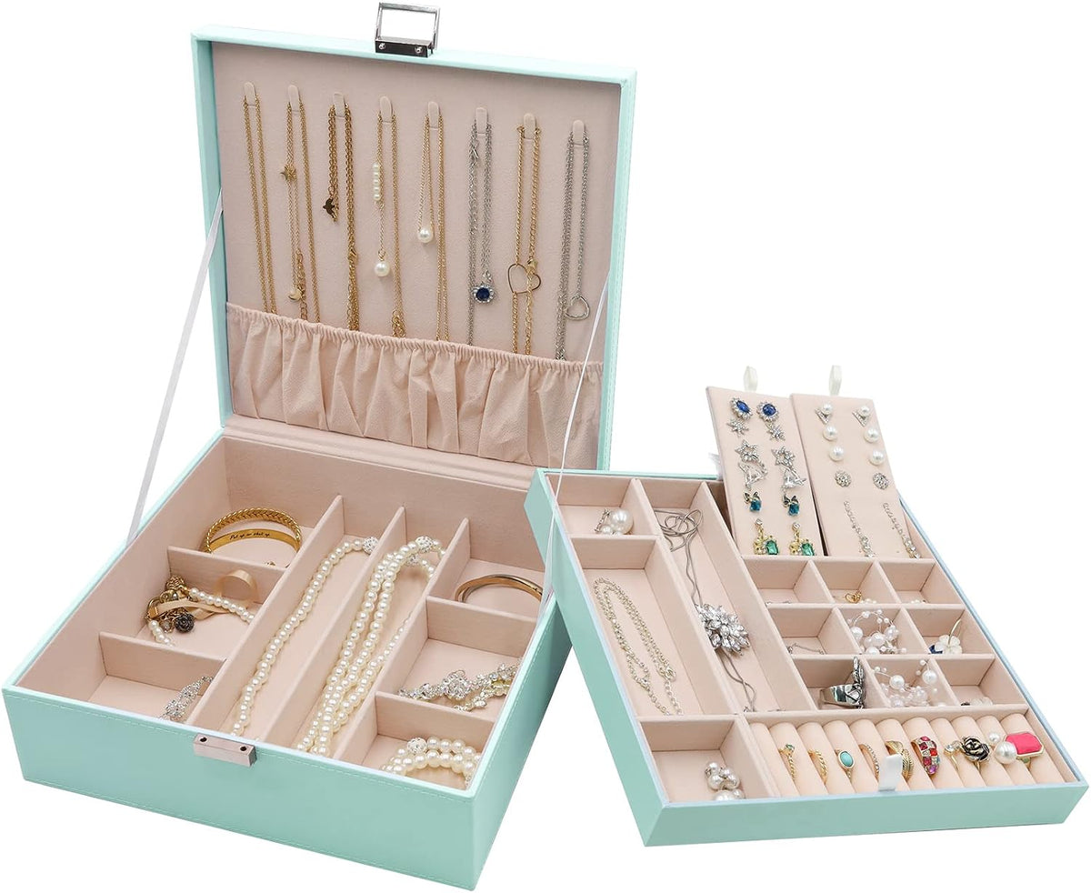 2 Layers Jewelry Box for Women -Black