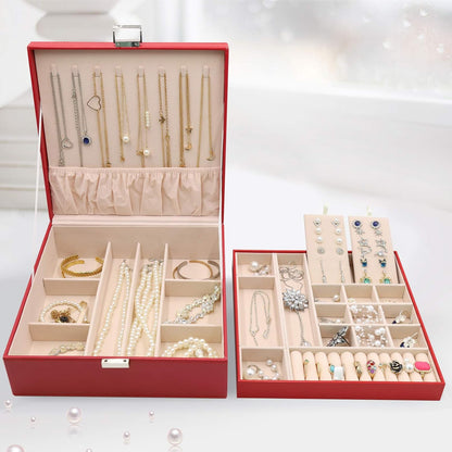 2 Layers Jewelry Box for Women -Black