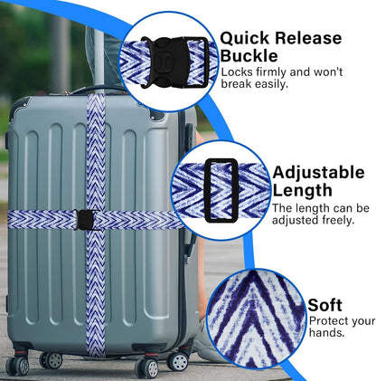 2 Pack Luggage Straps for Suitcases, Adjustable Travel Belt with Double Lock and Quick Release Buckle, Heavy Duty Nylon Bag Packing Strap, Bright Identifiers Business Travel Accessories-Colorful Block - Colors B