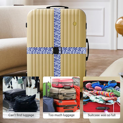 2 Pack Luggage Straps for Suitcases, Adjustable Travel Belt with Double Lock and Quick Release Buckle, Heavy Duty Nylon Bag Packing Strap, Bright Identifiers Business Travel Accessories-Colorful Block - Colors B