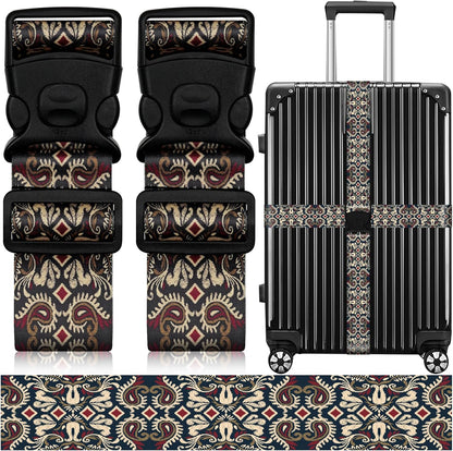 2 Pack Luggage Straps for Suitcases, Adjustable Travel Belt with Double Lock and Quick Release Buckle, Heavy Duty Nylon Bag Packing Strap, Bright Identifiers Business Travel Accessories-Colorful Block - Colors B