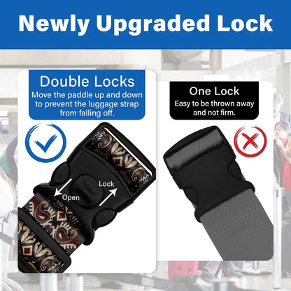2 Pack Luggage Straps for Suitcases, Adjustable Travel Belt with Double Lock and Quick Release Buckle, Heavy Duty Nylon Bag Packing Strap, Bright Identifiers Business Travel Accessories-Colorful Block - Colors B