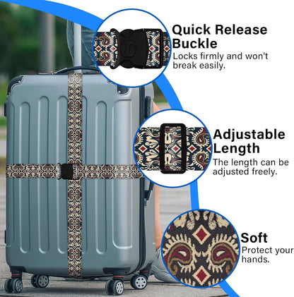 2 Pack Luggage Straps for Suitcases, Adjustable Travel Belt with Double Lock and Quick Release Buckle, Heavy Duty Nylon Bag Packing Strap, Bright Identifiers Business Travel Accessories-Colorful Block - Colors B