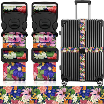 2 Pack Luggage Straps for Suitcases, Adjustable Travel Belt with Double Lock and Quick Release Buckle, Heavy Duty Nylon Bag Packing Strap, Bright Identifiers Business Travel Accessories-Colorful Block - Colors B
