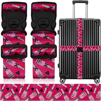 2 Pack Luggage Straps for Suitcases, Adjustable Travel Belt with Double Lock and Quick Release Buckle, Heavy Duty Nylon Bag Packing Strap, Bright Identifiers Business Travel Accessories-Colorful Block - Colors B