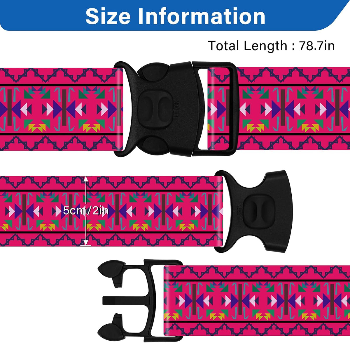 2 Pack Luggage Straps for Suitcases, Adjustable Travel Belt with Double Lock and Quick Release Buckle, Heavy Duty Nylon Bag Packing Strap, Bright Identifiers Business Travel Accessories-Colorful Block - Colors B