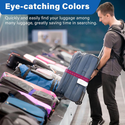2 Pack Luggage Straps for Suitcases, Adjustable Travel Belt with Double Lock and Quick Release Buckle, Heavy Duty Nylon Bag Packing Strap, Bright Identifiers Business Travel Accessories-Colorful Block - Colors B