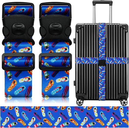 2 Pack Luggage Straps for Suitcases, Adjustable Travel Belt with Double Lock and Quick Release Buckle, Heavy Duty Nylon Bag Packing Strap, Bright Identifiers Business Travel Accessories-Colorful Block - Colors B